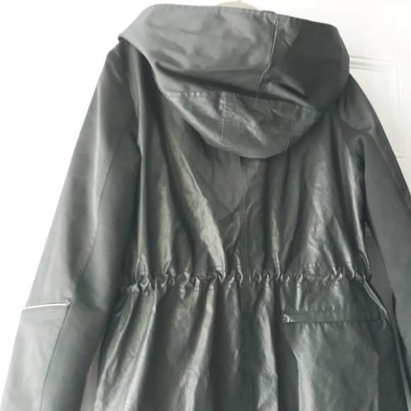 VERA WANG Laura Hooded Waxed Long Anorak Sz XS - Picture 5 of 16